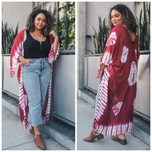 Last 1 New Boho Tie- Dye Kimono Long Cardi-Wrap - Picture 7 of 8